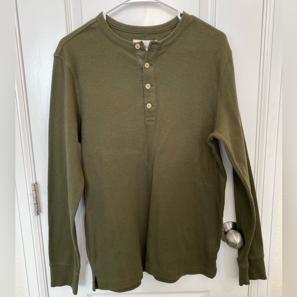 Green Long Sleeve Henley Shirt
